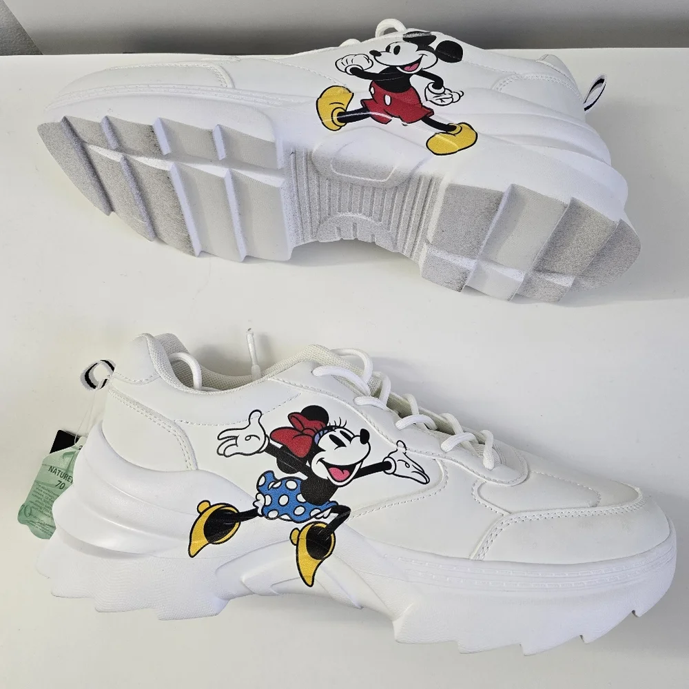Size 10 - Disney Minnie Mouse and Mickey Mouse White Shoes - Picture 6 of 15